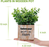 Glowflora - Trio van LED Kunstplanten met Houten Potten